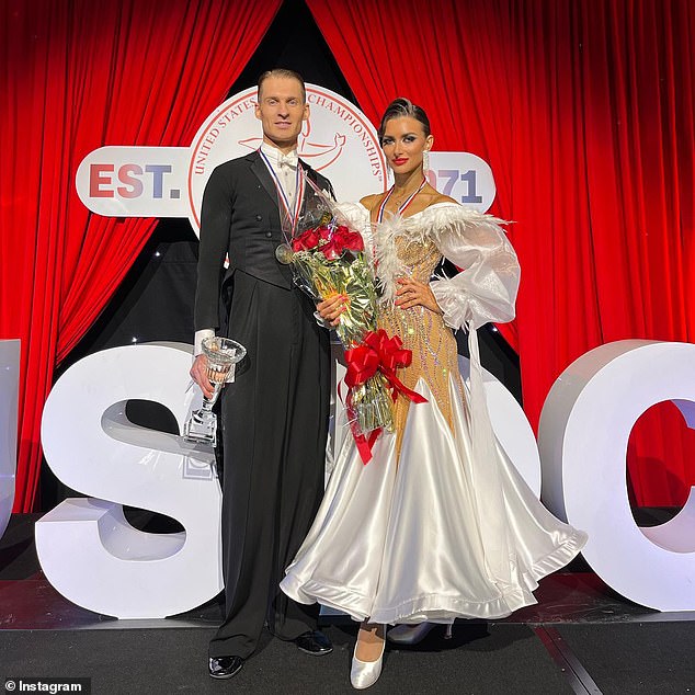 Liana Bakhtiarova (right), an instructor at the ballroom dance studio where a gunman opened fire during the Lunar New Year celebration last night, has paid tribute to the ten killed and ten injured.  She appears here with her dance partner Valeriu Ursache (left)