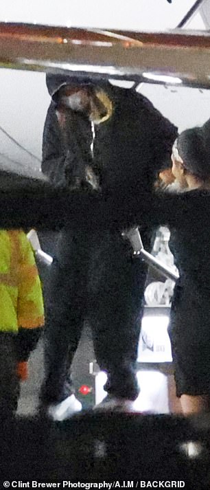 Back home: Beyonce and her husband Jay-Z touched down at Van Nuys Airport in Los Angeles on Thursday, returning from Dubai after her recent performance.