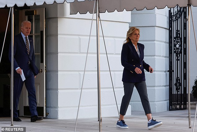 First lady Jill Biden leaves the White House ahead of outpatient surgery to remove a small lesion over her right eye, known as Mohs surgery.