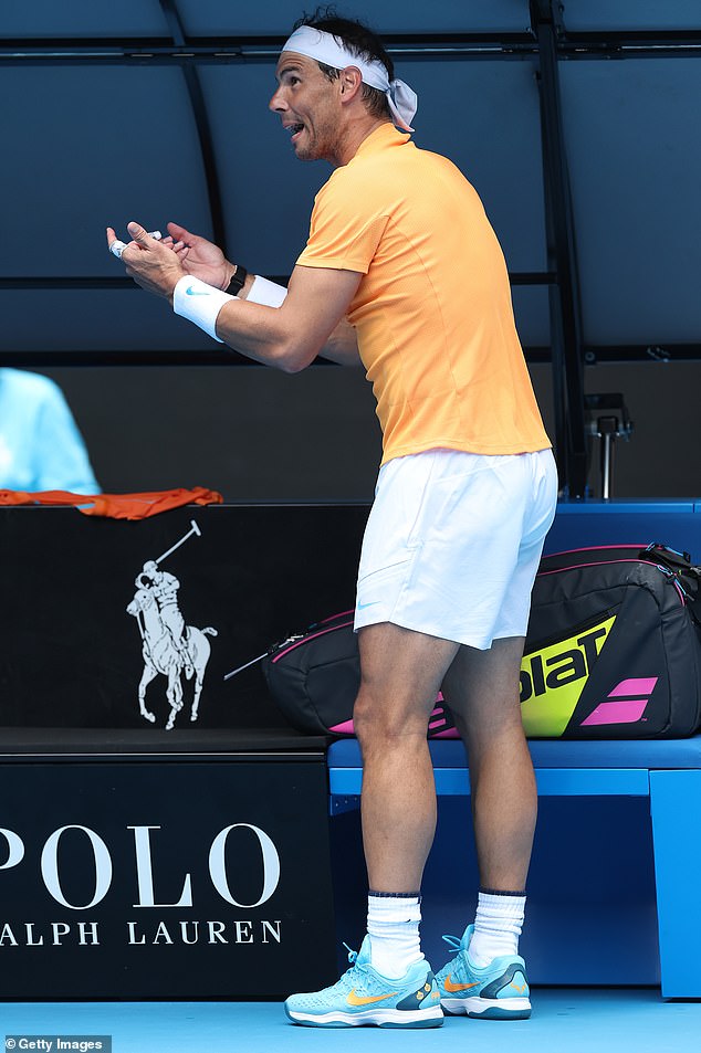 Nadal is famous for being superstitious and needs everything in the right order, including his tennis rackets.