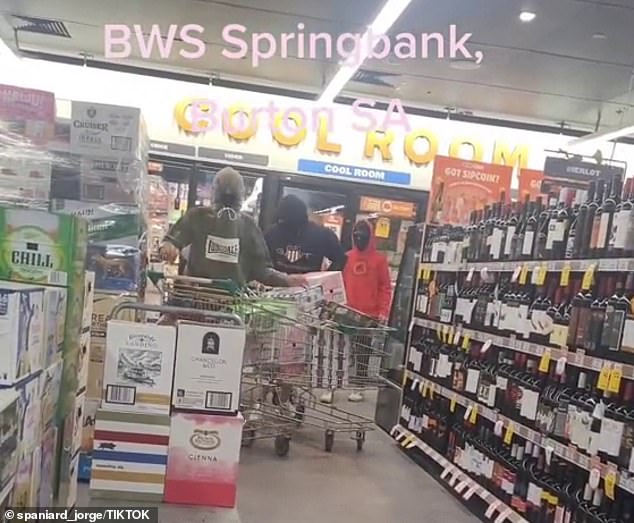 Brazen robbers fled the BWS store with three carts full of alcohol