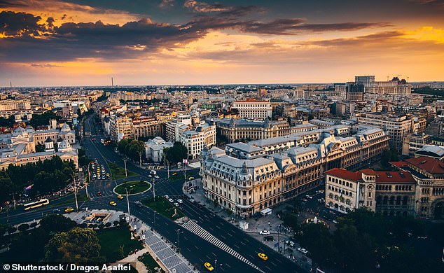 Aboungab allegedly hit a woman, who was eight months pregnant, with his black Mercedes as she walked across a pedestrian crossing in central Bucharest last night. File photo of Bucharest