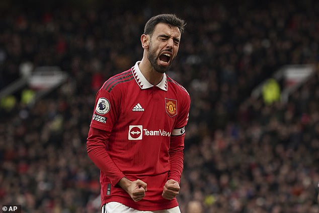 Bruno Fernandes scored Manchester United's opening goal in their 2-1 win over City on Saturday.