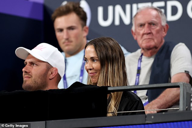 List A turned up to watch the tennis match between Alex de Minaur and Rafael Nadal on Monday night.  Bec Hewitt (right, sitting with a friend) was in the crowd