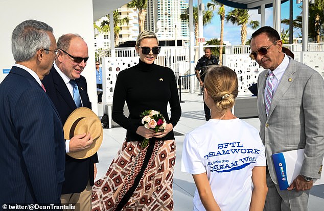 Princess Charlene of Monaco appeared in high spirits as she traveled to Fort Lauderdale in the US with her husband Prince Albert this week.