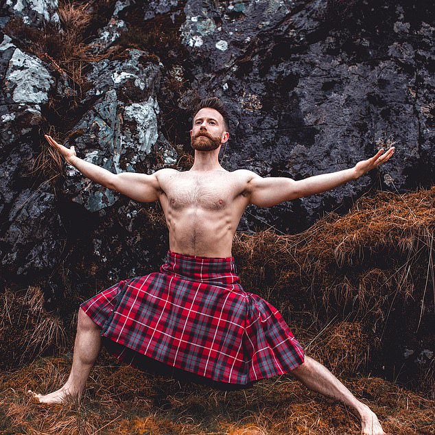 Incredible Chest: Finlay Wilson poses in the Scottish countryside