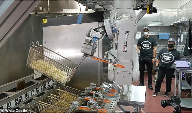 White Castle is testing the Flippy robot at 100 locations. This robotic arm flips hundreds of burgers daily and fries several items on the menu. It costs $3,000 a month for one robot