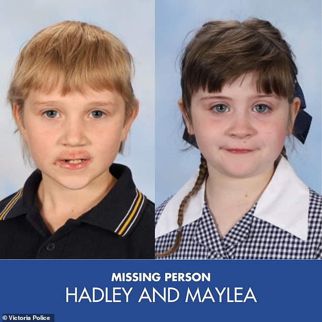 Siblings Hadley, 11, and Maylea, 8, (pictured) went missing on Wednesday, January 18, from Ross Creek, 8 miles southwest of Ballarat in Victoria.