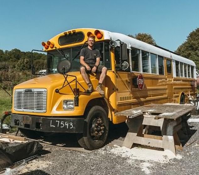 Sam Dix, pictured, and Rachel Dix, from Bristol, shipped the 37-by-8-foot vehicle from New York to Southampton and on to a farm in Somerset.