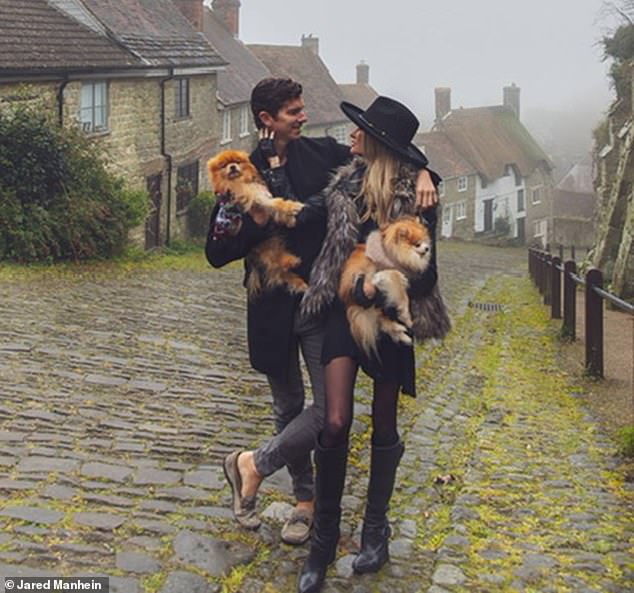 Jared Manheim and his partner Danielle (pictured) were on a weekend trip in the Cotswolds when their dog Rory started having difficulty breathing.