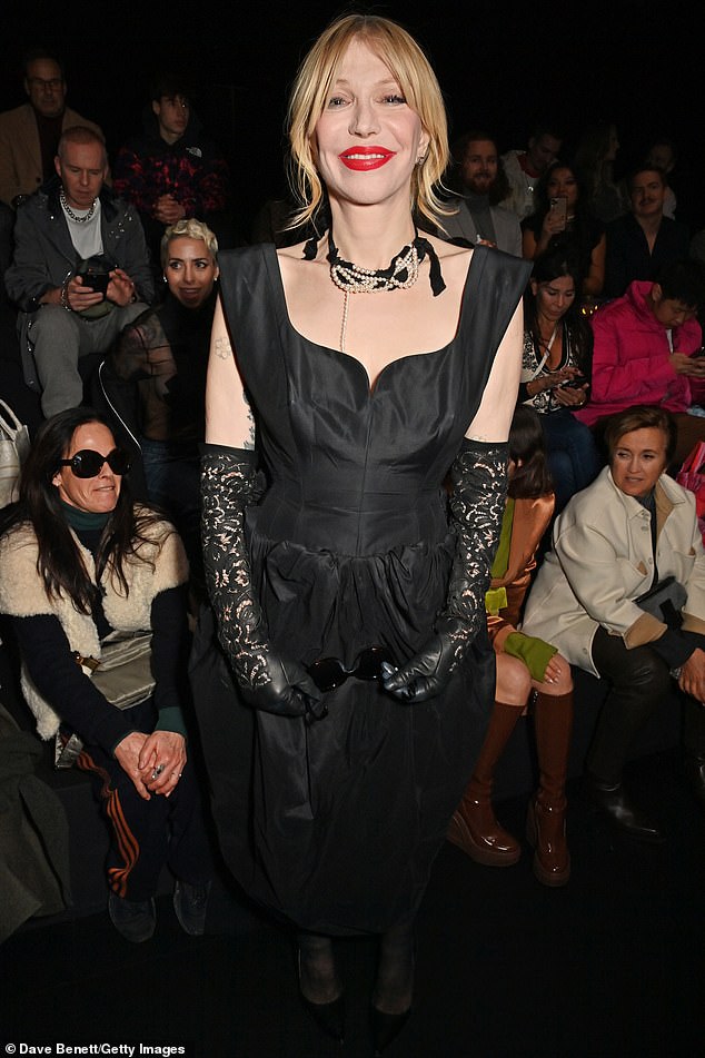 Looking good: While it may have been men's Paris Fashion Week, it was the ladies who stole the show when they set up shop at the FROW, with Courtney Love stunning in a black dress