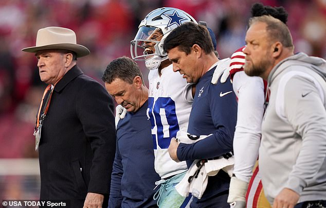 Tony Pollard reportedly broke his leg in the Cowboys' playoff loss to the 49ers on Sunday.