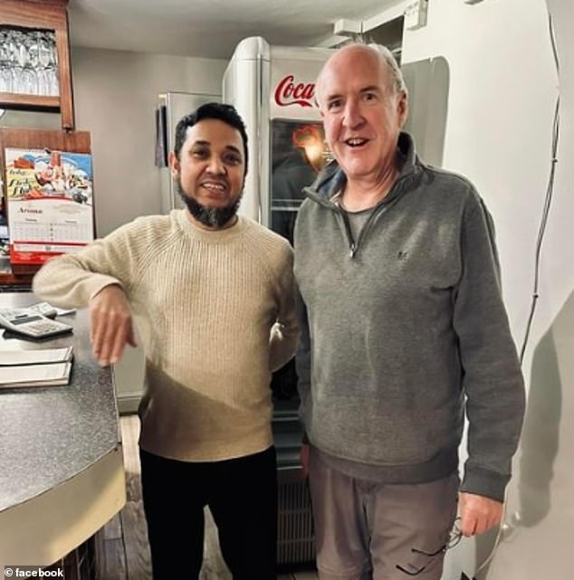 The restaurant's manager, Rofiqul Islam, posted a tongue-in-cheek message on his Facebook page along with a photo of the actual customer, Alan Harding, 67, to end the mystery.