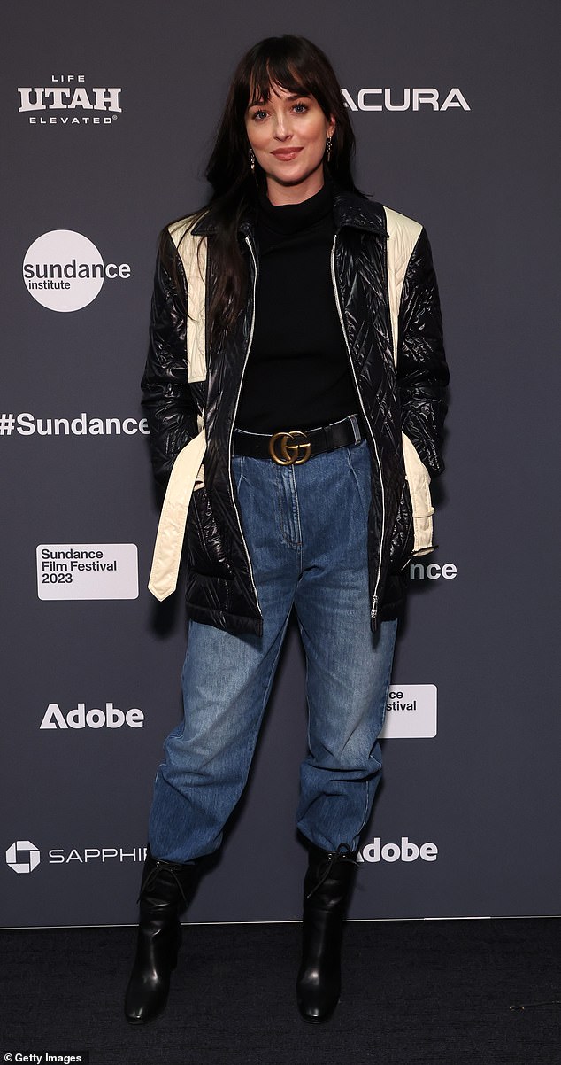 World premiere: Dakota Johnson, 33, arrives on the carpet before the premiere of The Disappearance Of Shere Hite at the 2023 Sundance Film Festival in Park City, Utah