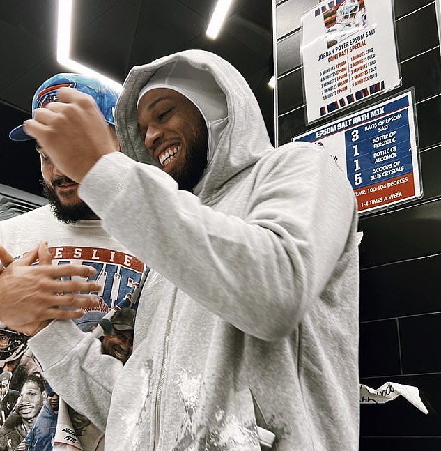 Bills LB Matt Milano shared a photo of teammate Damar Hamlin with the team on Saturday