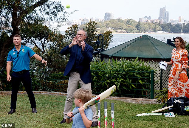 The politician showed off his ability with the ball on the pitch