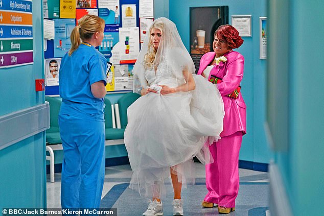 Tragic: Lola Pearce has declared her wedding to Jay Brown off after a mad rush to the hospital in EastEnders on Wednesday, leaving fans devastated