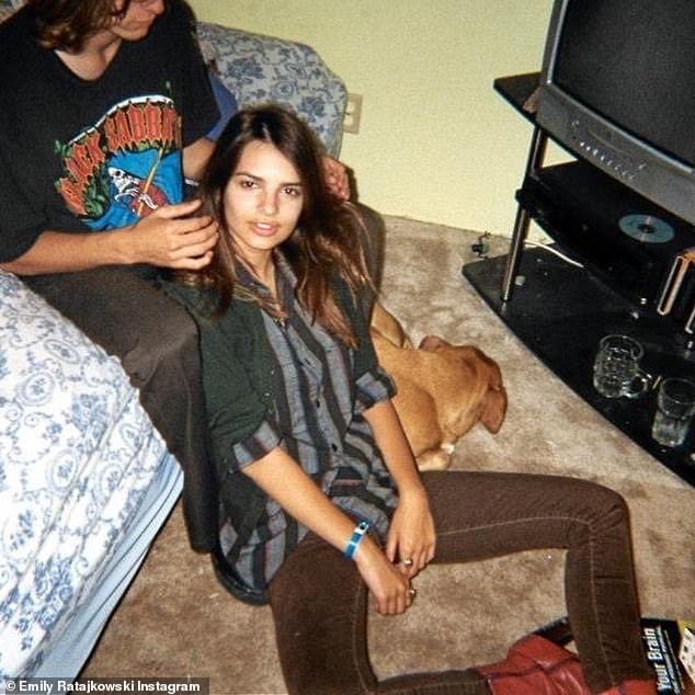 Teenage dirtbag: Emily Ratajkowski shared two photos of herself from as a teenager on Wednesday