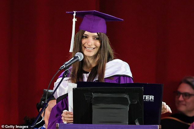 Class act!  Emily Ratajkowski delivered an inspirational commencement speech to the class of 2023 at Hunter College in New York City on Thursday