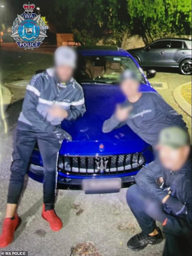 Police investigations uncovered a photograph showing three of the accused men allegedly posing in front of the stolen Maserati on January 10.