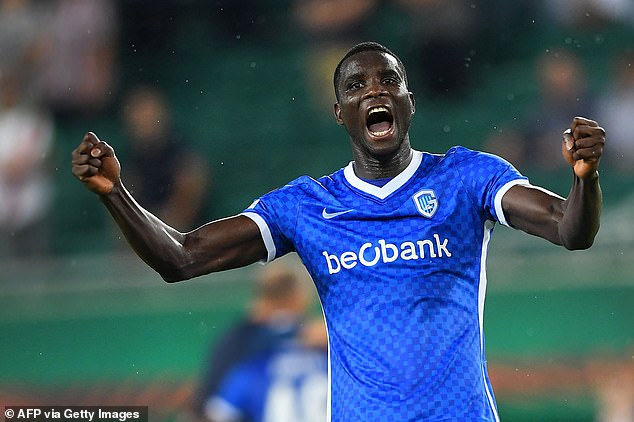 Everton have been offered the chance to sign 6ft 7in Genk striker Paul Onuachu (above)