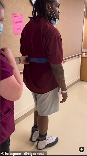 Former NFL defensive tackle Chris 'Swaggy' Baker is up and walking after suffering a stroke
