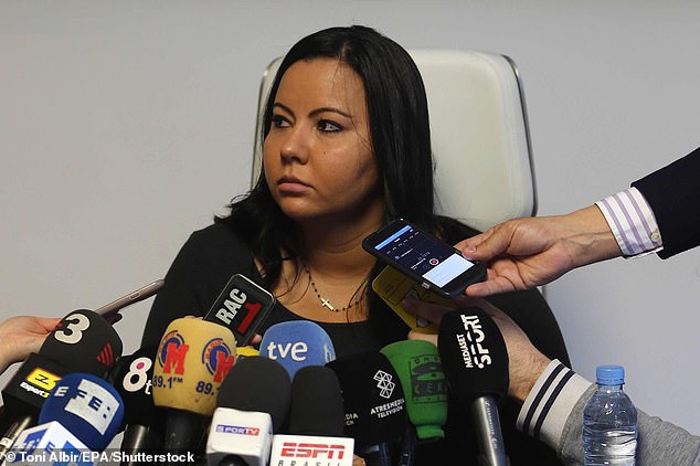 Former wife and agent Dinorah pictured here at a press conference in Barcelona in 2015