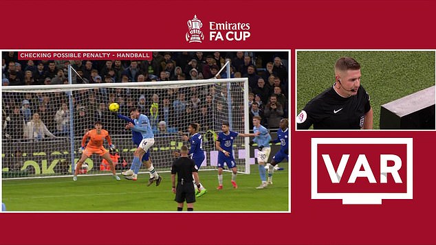 The Chelsea forward committed a penalty by deflecting the ball from a Manchester City cross.