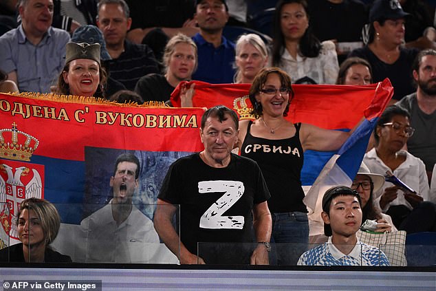 A fan has been seen at the Australian Open wearing an ultra-nationalist Russian war symbol