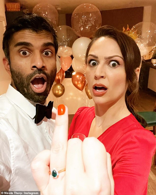 Beloved: Coronation Street actress Nicola Thorp, 34, has announced her engagement to fiance Nikesh Patel, 38