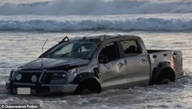 Four teens rushed to hospital after ute rolls on beach