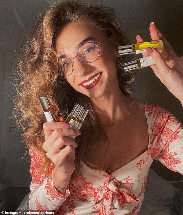 Perfume influencer Emilia (pictured) has revealed why you should never keep your fragrances in the bathroom.  She said they will last 'years' if stored in a cool, dark and dry place.