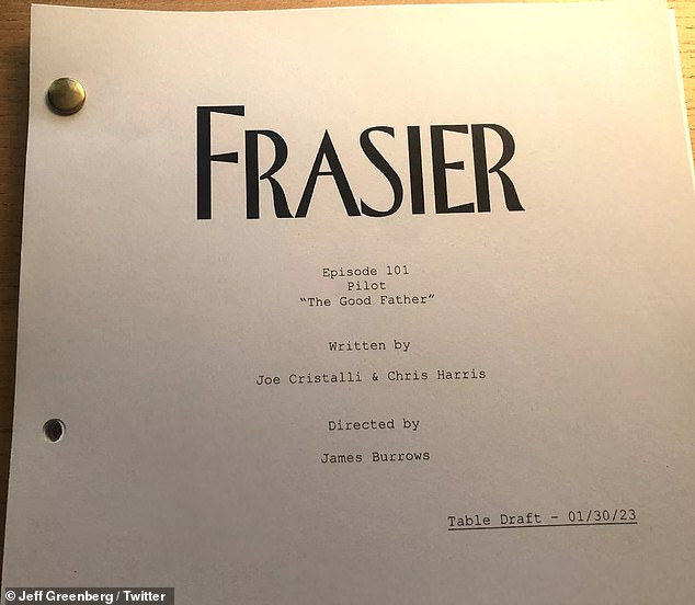 First episode: The Frasier revival show is finally on.  Casting director Jeff Greenberg shared the first page of the pilot script on Twitter on Monday, writing: 'And so it begins.  Again'