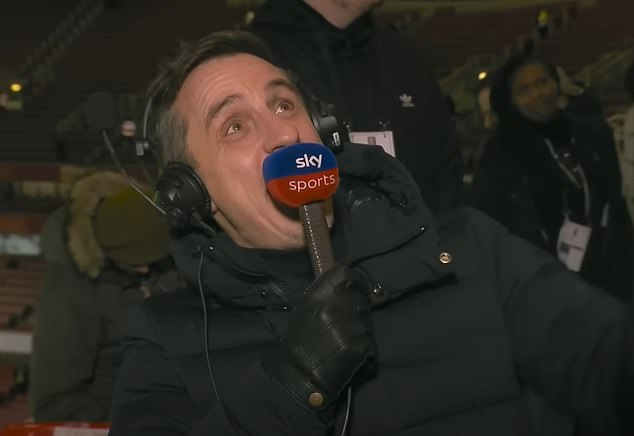 Gary Neville was interrupted by Arsenal fans while recording his podcast after the game