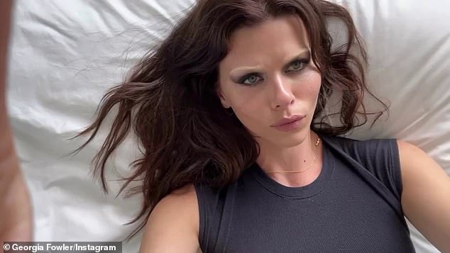 Victoria's Secret model Georgia Fowler, 30, (pictured) debuted bleached blonde brows on Sunday by sharing a sultry selfie-style video.