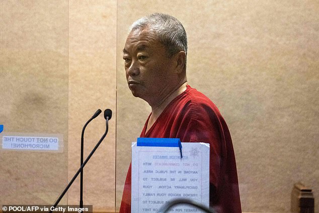 Chunli Zhao, the man accused of fatally shooting seven people in Half Moon Bay, California, appears for his arraignment at San Mateo Criminal Court in Redwood City, California on January 23.