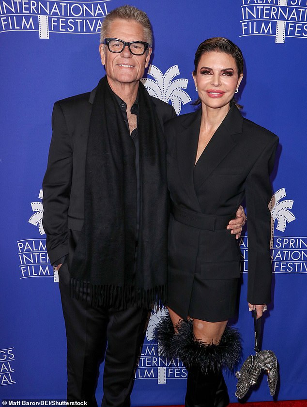 Support: Harry Hamlin thinks his wife Lisa Rinna made 'the right decision' to leave 'The Real Housewives of Beverly Hills - Pictured Friday at the 34th Annual Palm Springs Film Festival