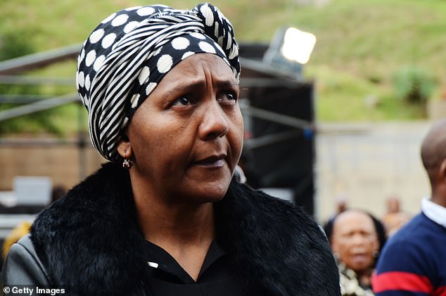 Ndileka Mandela (pictured) has denied claims that she accused Prince Harry and Meghan Markle of 