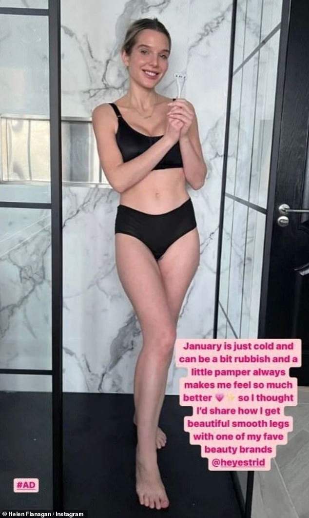 Busty: Helen Flanagan, 32, continued to show off the incredible results of her recent boob surgery with a stunning social media post on Sunday