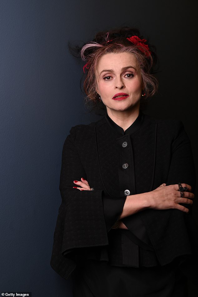 Stylish: Helena Bonham Carter, 56, rocked an all-black ensemble during a preview of her new series Nolly at the BFI Southbank, London on Friday