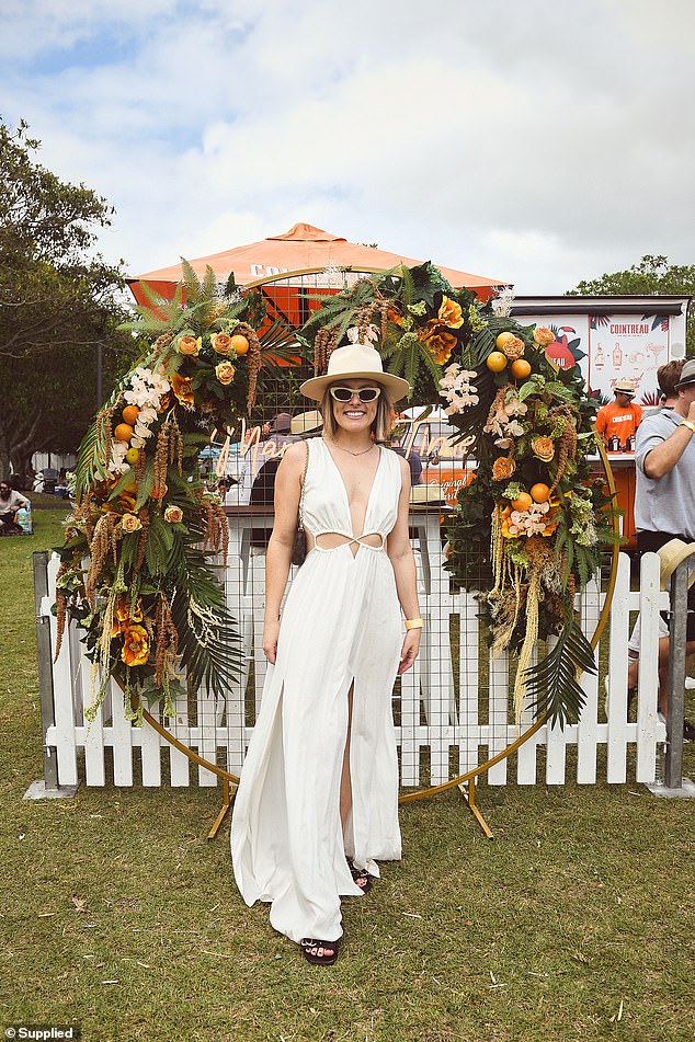 Newly engaged Hi-5 star Casey Burgess stunned in a chic white dress at the 'So Frenchy, So Chic' French cultural festival in Sydney on Saturday.