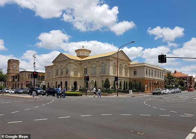 Instead, defense lawyer Rowan King appeared on the man's behalf when the charges were first raised at Toowoomba Magistrates Court (pictured) on Wednesday.