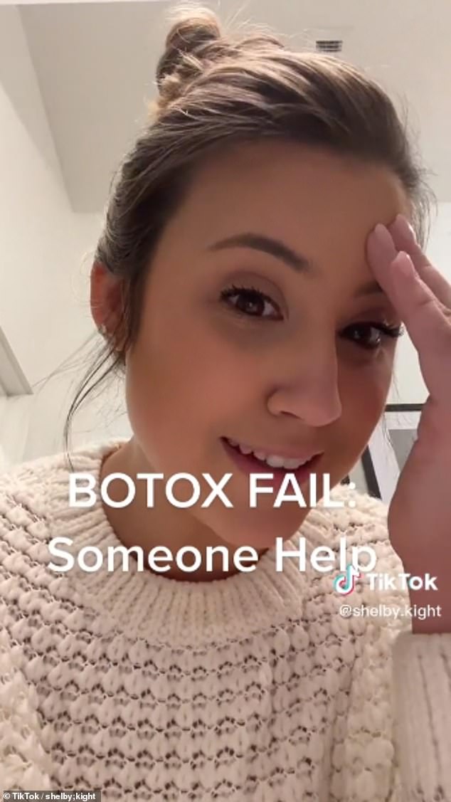 Shelby Hooks (pictured) from the US went viral when she posted about the unusual side effect of a Botox injection in her jaw.