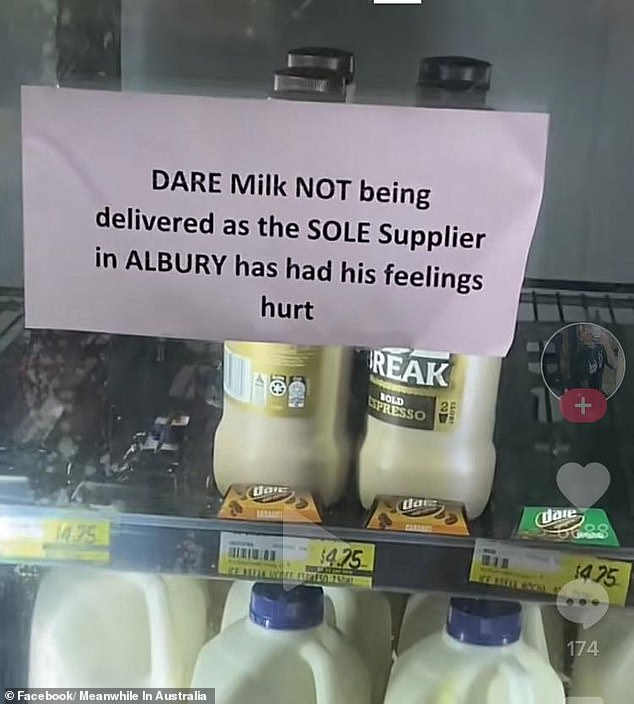 A mysterious note taped to a supermarket refrigerator has exposed a deep rift between the store owner and his supplier of Dare Iced Coffee.