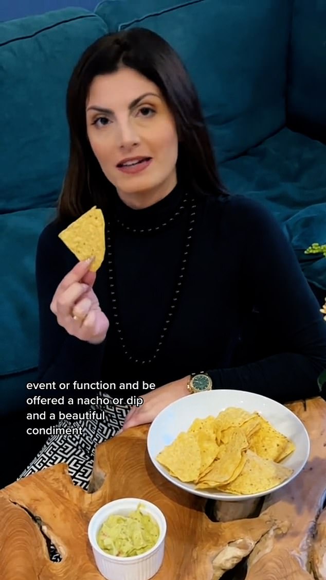 According to etiquette expert Lucy Challenger (pictured), double-dipping is a serious faux pas, but she offers practical advice on how to avoid it.