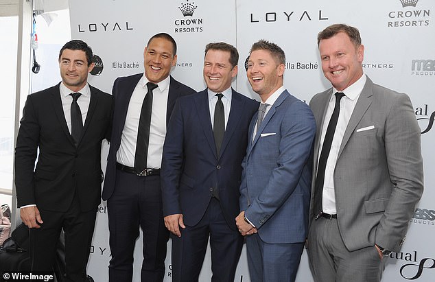 Celebrity accountant Anthony Bell (far right) with friends (left to right) Anthony Minichiello, Geoff Huegill, Karl Stefanovic and Michael Clarke