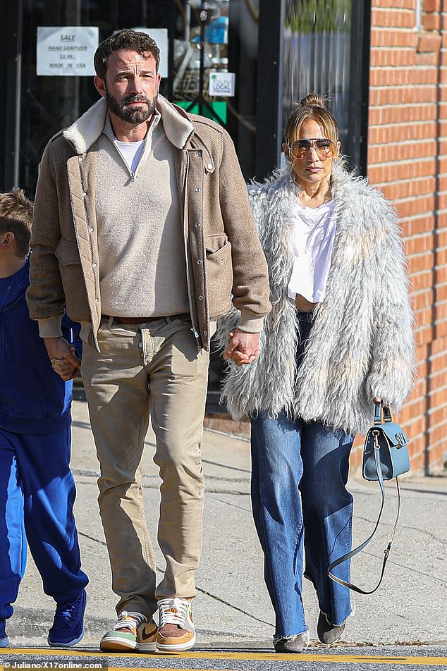 Family outing: Newlyweds Jennifer Lopez and Ben Affleck made a stylish couple when they stepped out with their kids on Saturday