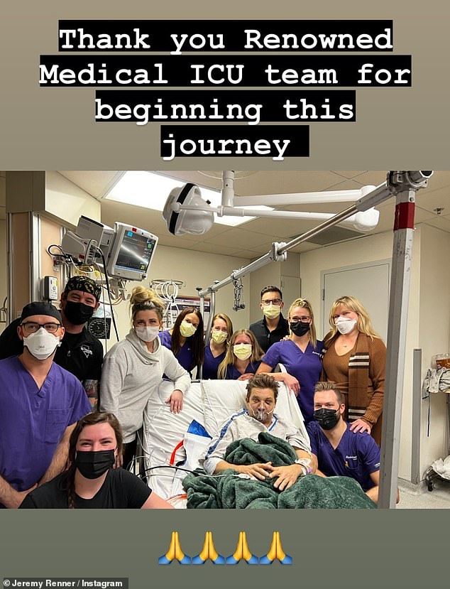 Jeremy Renner, 52, posted a new recovery update to his Instagram story on Friday, thanking the ICU team who helped him start his healing journey.