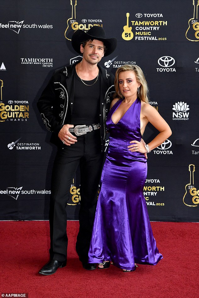 The country music stars were out in force at the Golden Guitar Awards in Tamworth on Saturday night.  Leading the way were Jesse Anderson and Kirsty Lee Akers, with The Block stars making a terrific pair on the red carpet.  both in the photo