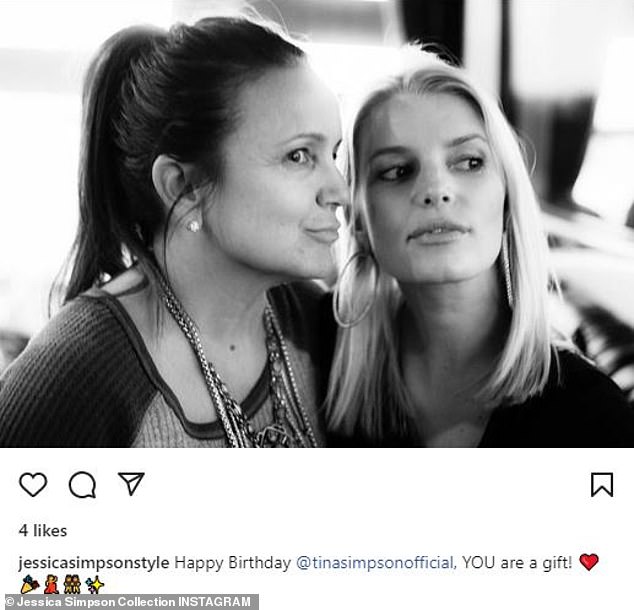 Sweet: Tina Simpson, the mother of Jessica Simpson, serves as label president of The Jessica Simpson Collection.  And on Wednesday, Jessica's brand wished Tina a happy birthday, along with a snap of the two posing together.